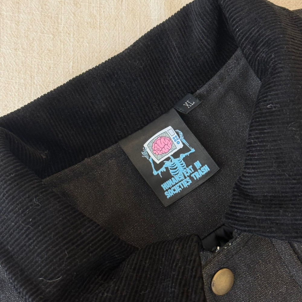 Humans Eat In Societies Trash HEIST Canvas Jacket Mens XL Black Skull Grunge Alt - Picture 5 of 12